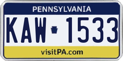 PA license plate KAW1533