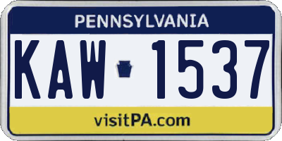 PA license plate KAW1537