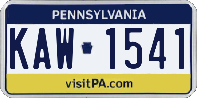 PA license plate KAW1541