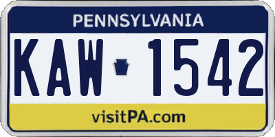 PA license plate KAW1542
