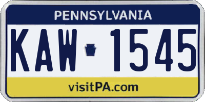 PA license plate KAW1545