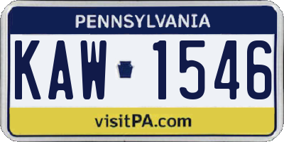 PA license plate KAW1546
