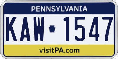 PA license plate KAW1547