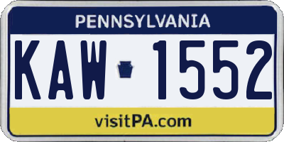 PA license plate KAW1552