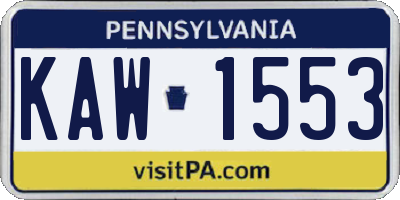 PA license plate KAW1553