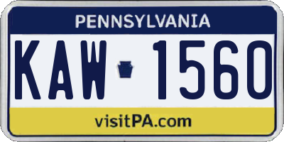 PA license plate KAW1560