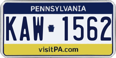 PA license plate KAW1562