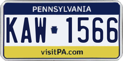 PA license plate KAW1566