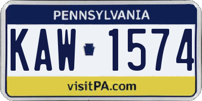 PA license plate KAW1574