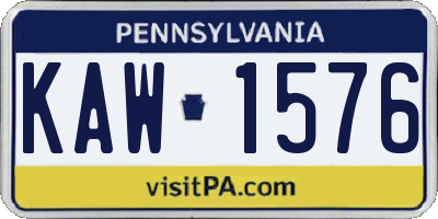 PA license plate KAW1576