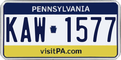 PA license plate KAW1577