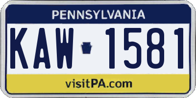 PA license plate KAW1581