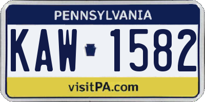 PA license plate KAW1582