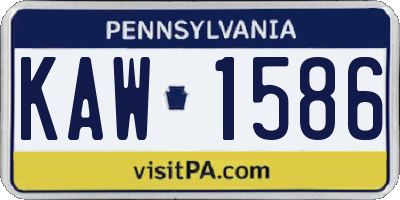 PA license plate KAW1586