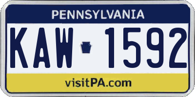 PA license plate KAW1592