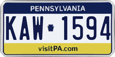 PA license plate KAW1594