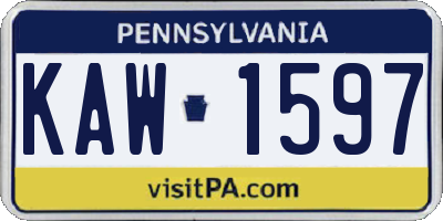 PA license plate KAW1597