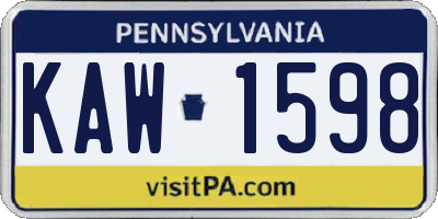 PA license plate KAW1598