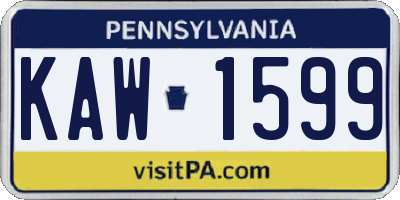 PA license plate KAW1599