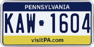 PA license plate KAW1604