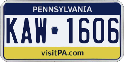 PA license plate KAW1606