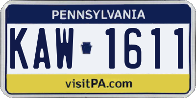 PA license plate KAW1611