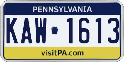 PA license plate KAW1613
