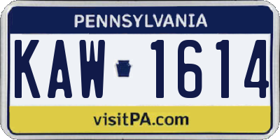 PA license plate KAW1614