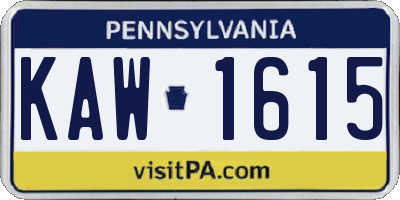 PA license plate KAW1615