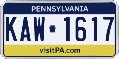 PA license plate KAW1617