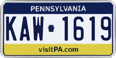 PA license plate KAW1619