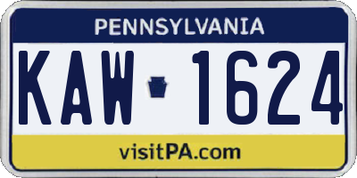 PA license plate KAW1624