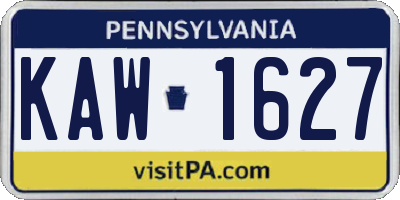 PA license plate KAW1627