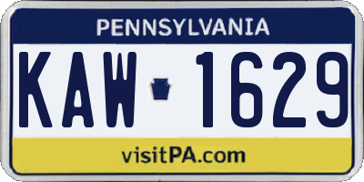 PA license plate KAW1629