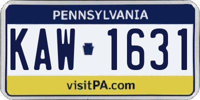 PA license plate KAW1631