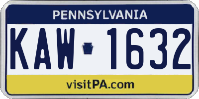 PA license plate KAW1632