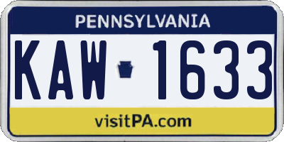 PA license plate KAW1633