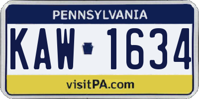 PA license plate KAW1634