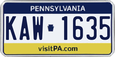 PA license plate KAW1635