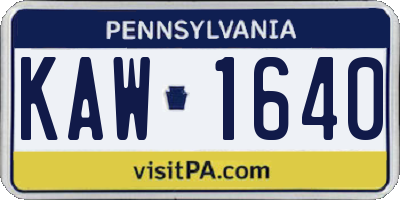 PA license plate KAW1640