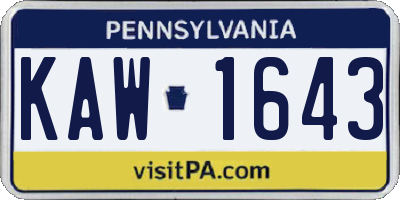 PA license plate KAW1643