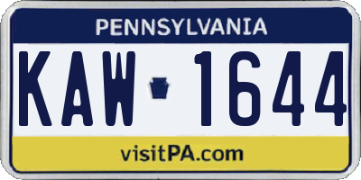 PA license plate KAW1644