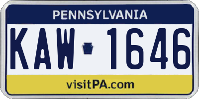 PA license plate KAW1646