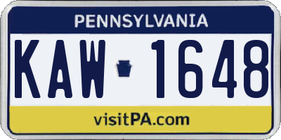 PA license plate KAW1648