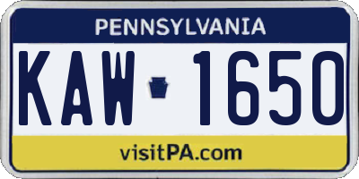 PA license plate KAW1650