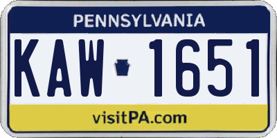 PA license plate KAW1651