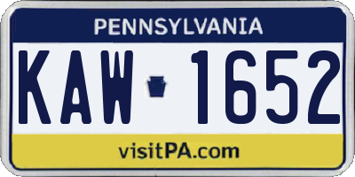PA license plate KAW1652