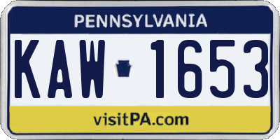 PA license plate KAW1653