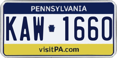 PA license plate KAW1660