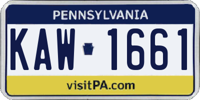 PA license plate KAW1661